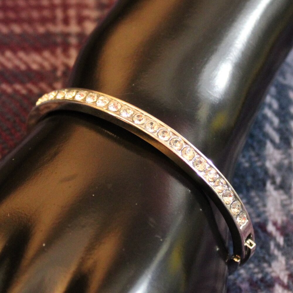 Silver Tone Rhinestone Cuff Bangle Bracelet